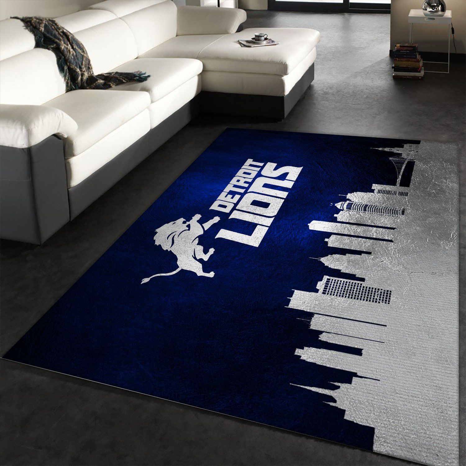 Detroit Lions Skyline NFL Team Logos Area Rug, Living Room Rug, Home US Decor - Indoor Outdoor Rugs