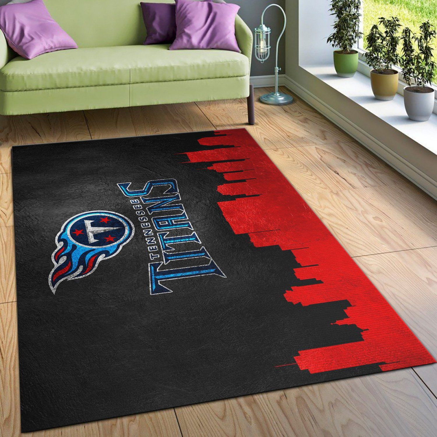 Tennessee Titans Skyline NFL Area Rug, Kitchen Rug, Home US Decor - Indoor Outdoor Rugs