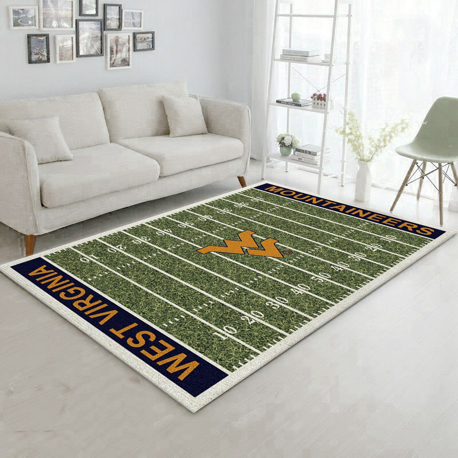 College West Virginia NFL Team Logo Area Rug, Kitchen Rug, US Gift Decor - Indoor Outdoor Rugs