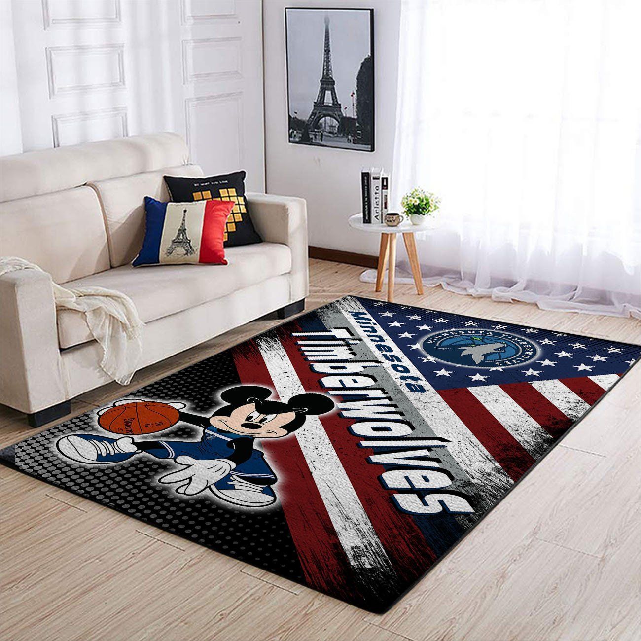 Minnesota Timberwolves Nba Team Logo Mickey Us Style Nice Gift Home Decor Rectangle Area Rug - Indoor Outdoor Rugs