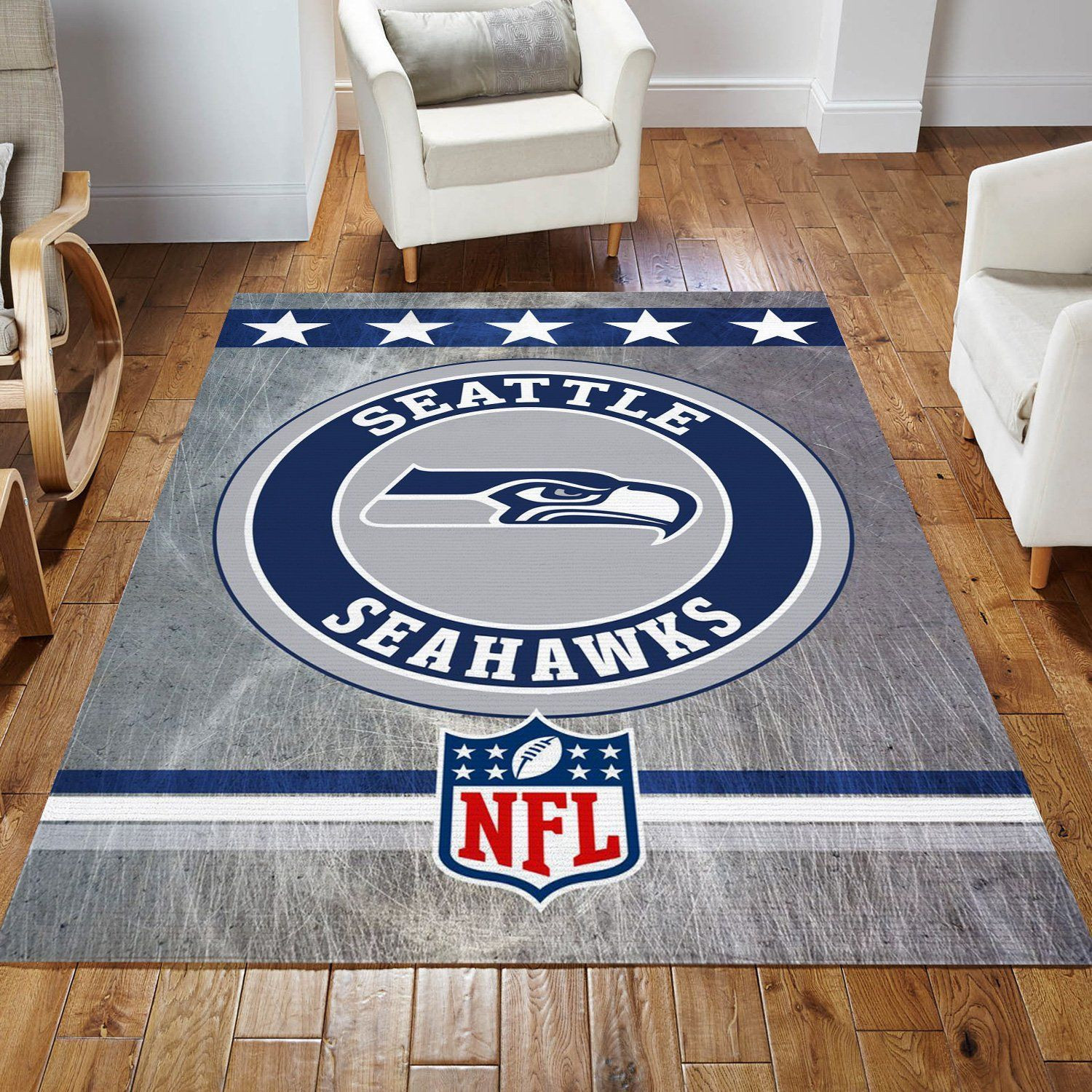 Seattle Seahawks Circle Nfl Rug Bedroom Rug US Gift Decor - Indoor Outdoor Rugs