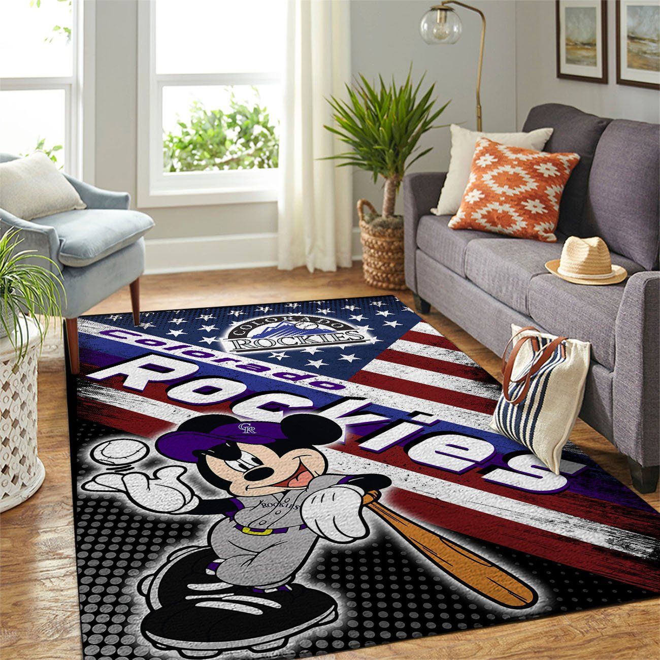 Colorado Rockies Mlb Team Logo Mickey Us Style Nice Gift Home Decor Rectangle Area Rug - Indoor Outdoor Rugs