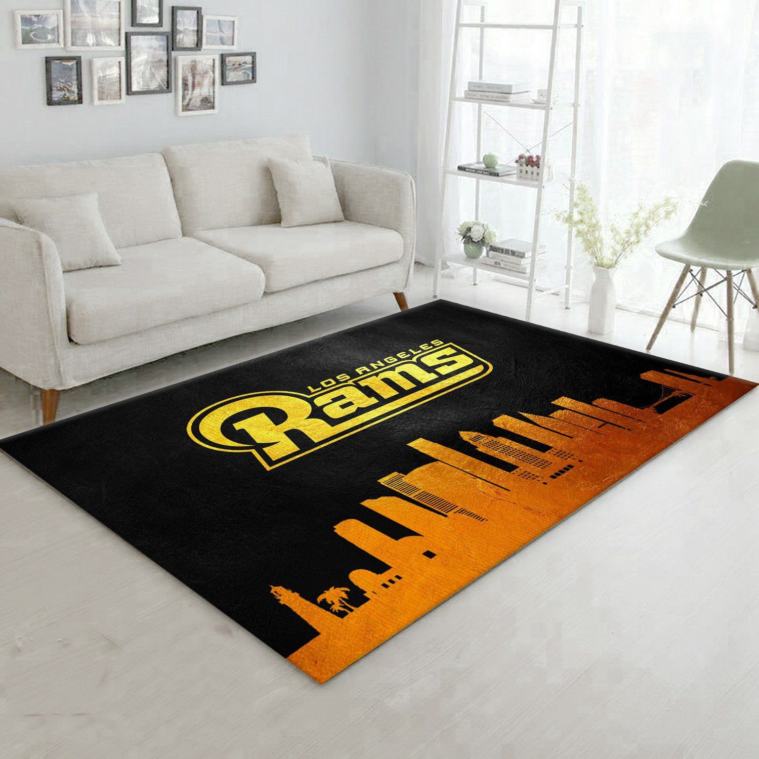 Los Angeles Rams Skyline NFL Area Rug, Kitchen Rug, Family Gift US Decor - Indoor Outdoor Rugs