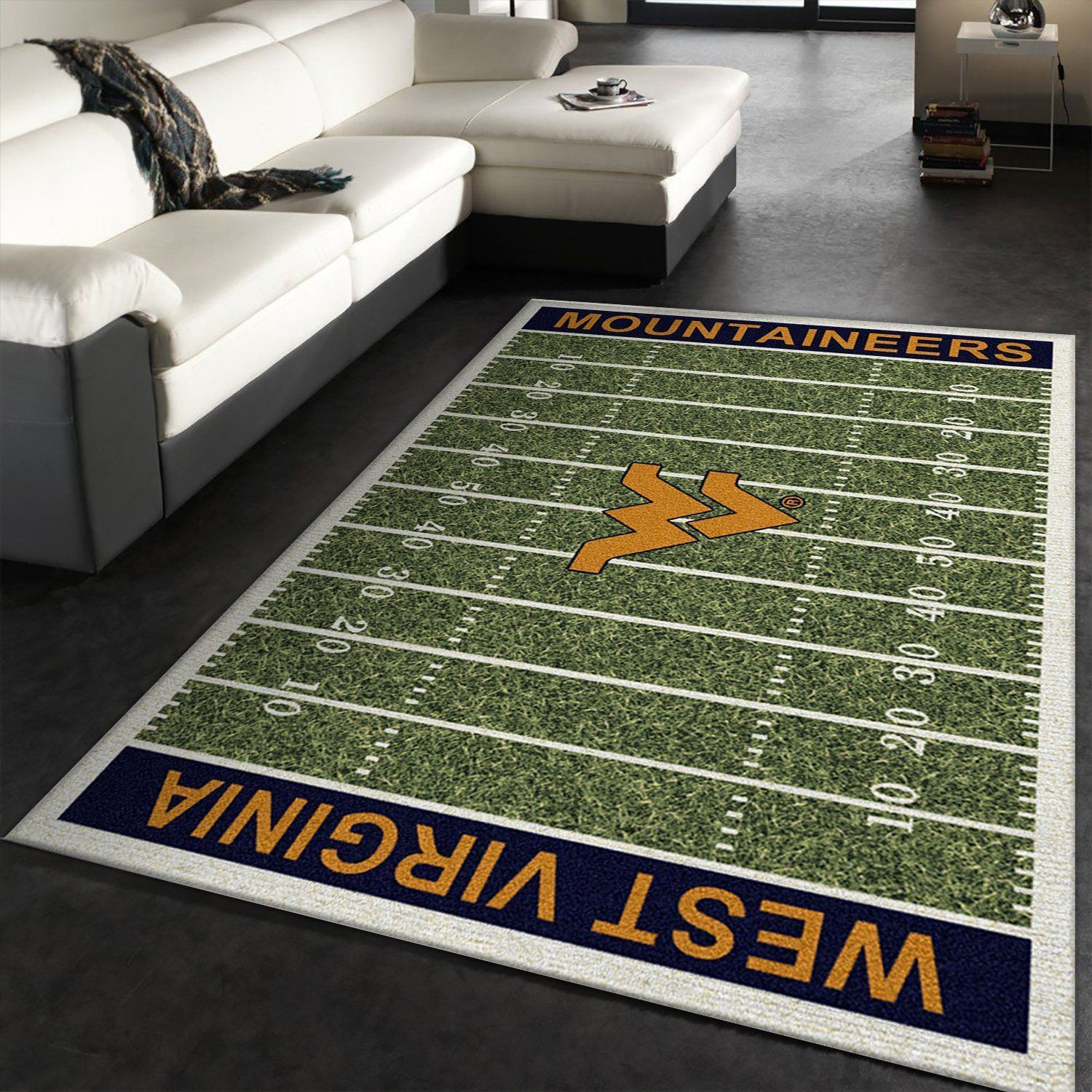 College West Virginia NFL Team Logo Area Rug, Kitchen Rug, US Gift Decor - Indoor Outdoor Rugs