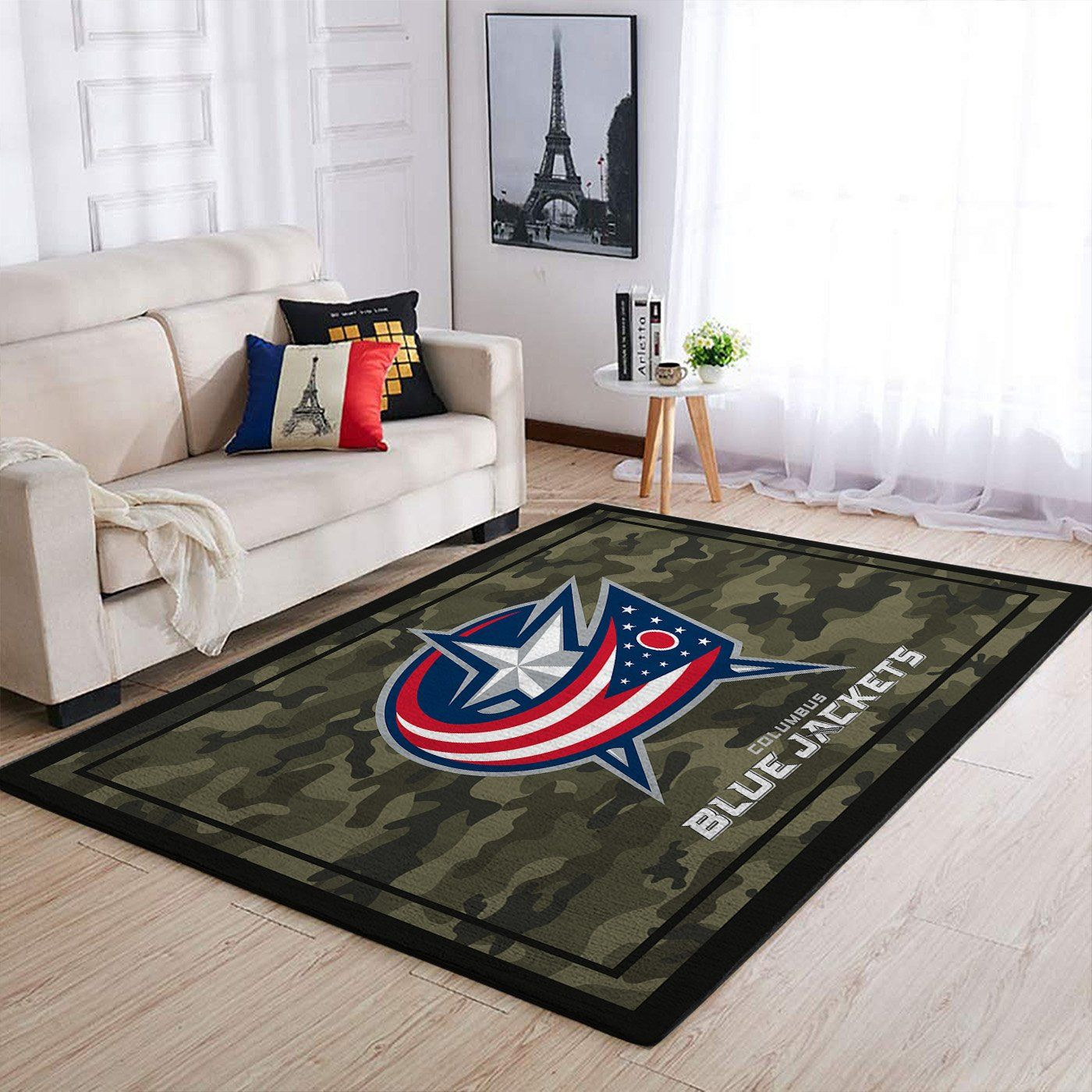 Columbus Blue Jackets Nhl Team Logo Camo Style Nice Gift Home Decor Rectangle Area Rug - Indoor Outdoor Rugs