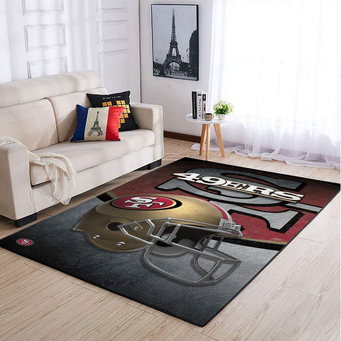 San Francisco 49ers Nfl Team Logo Helmet Style Nice Gift Home Decor Rectangle Area Rug - Indoor Outdoor Rugs