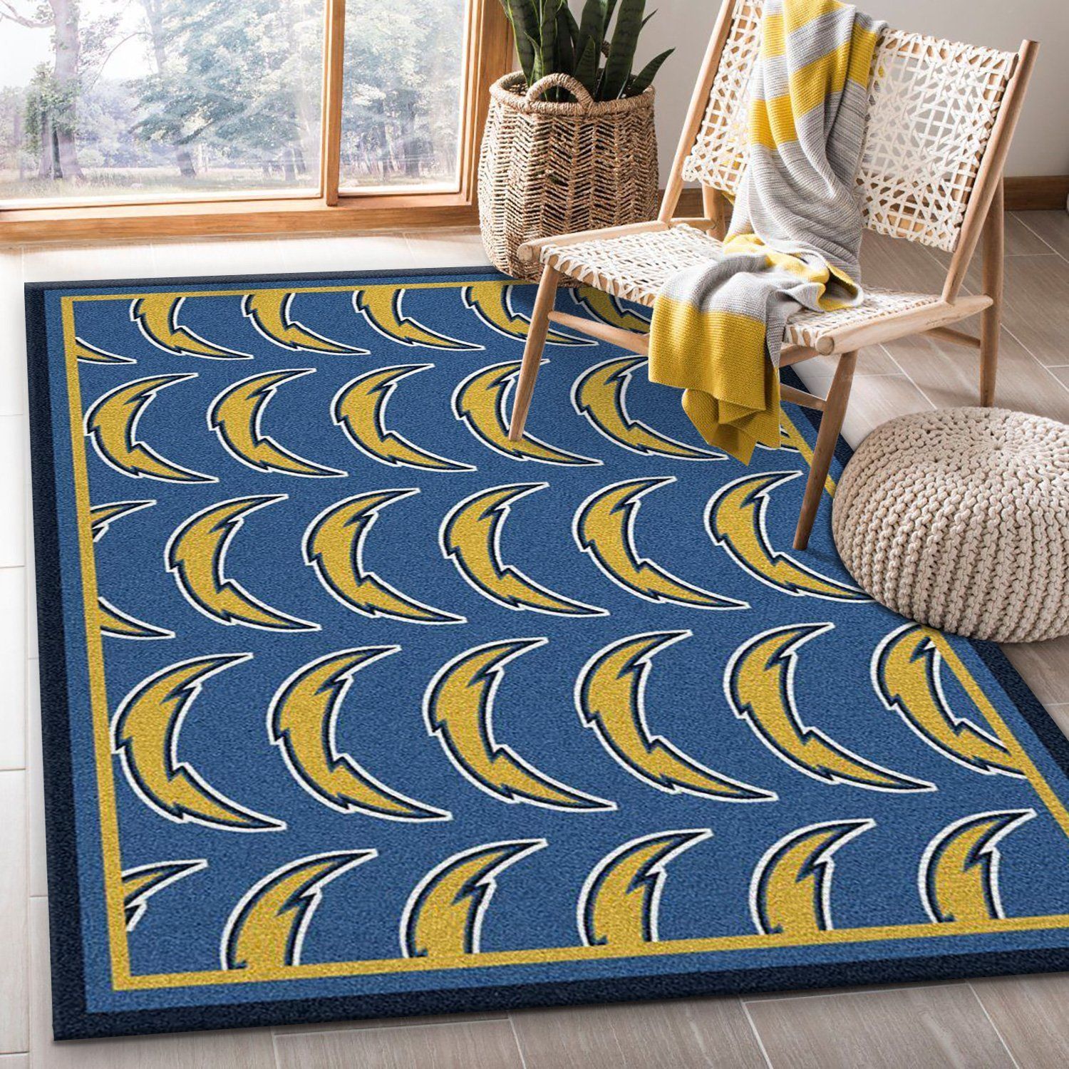 Los Angeles Chargers Repeat Rug Nfl Team Area Rug Carpet, Bedroom Rug, Christmas Gift US Decor - Indoor Outdoor Rugs