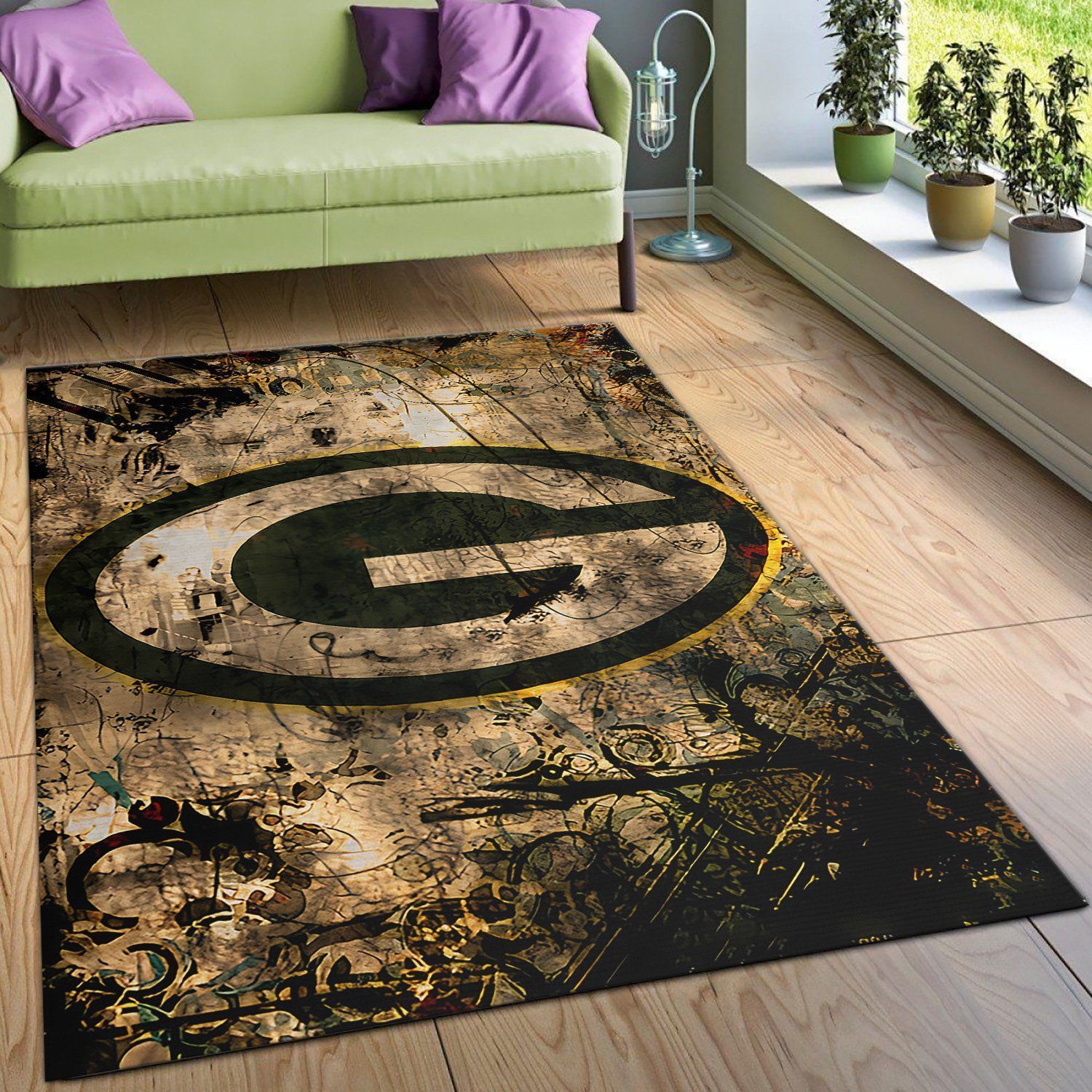 Green Bay Packers Area Rug Nfl Football Floor Decor - Indoor Outdoor Rugs