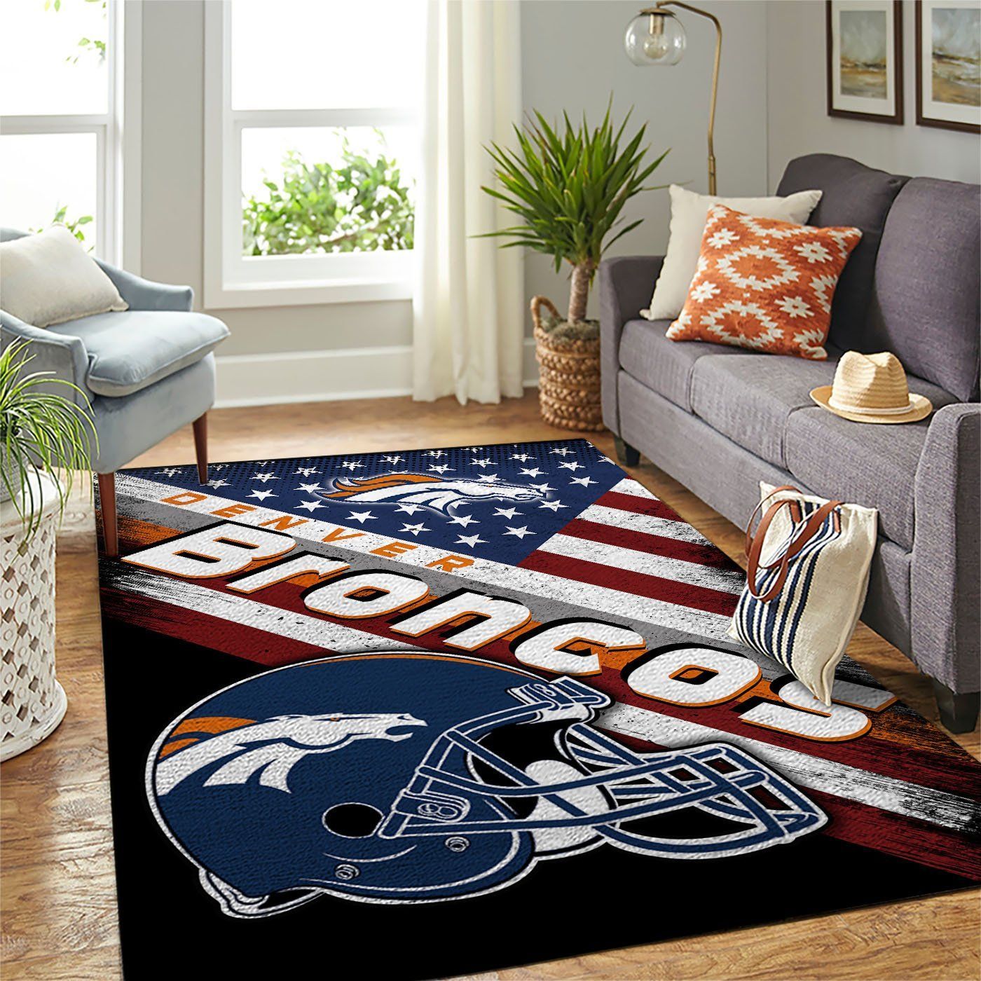 Denver Broncos Nfl Team Logo American Style Nice Gift Home Decor Rectangle Area Rug - Indoor Outdoor Rugs