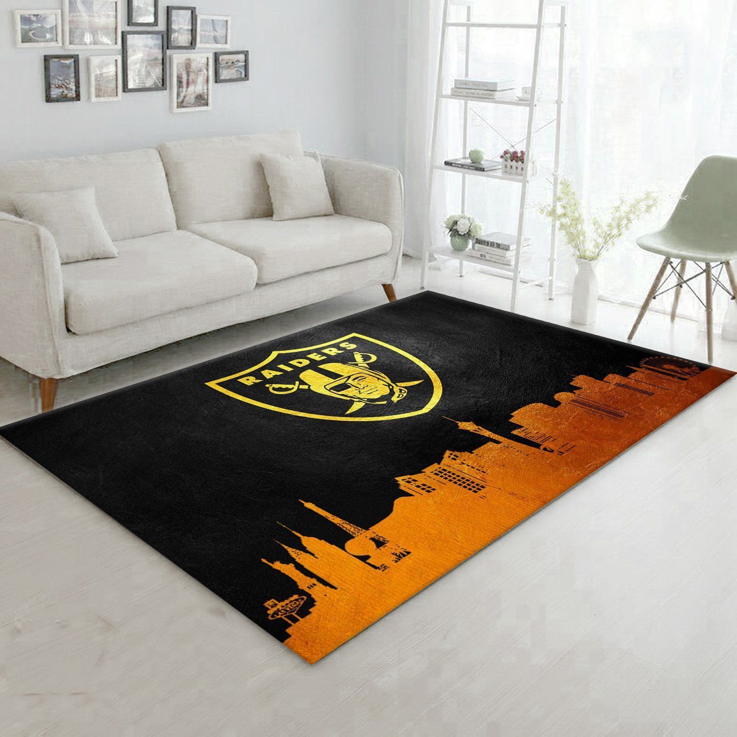 Las Vegas Raiders Skyline NFL Team Logos Area Rug, Living Room Rug, Christmas Gift US Decor - Indoor Outdoor Rugs