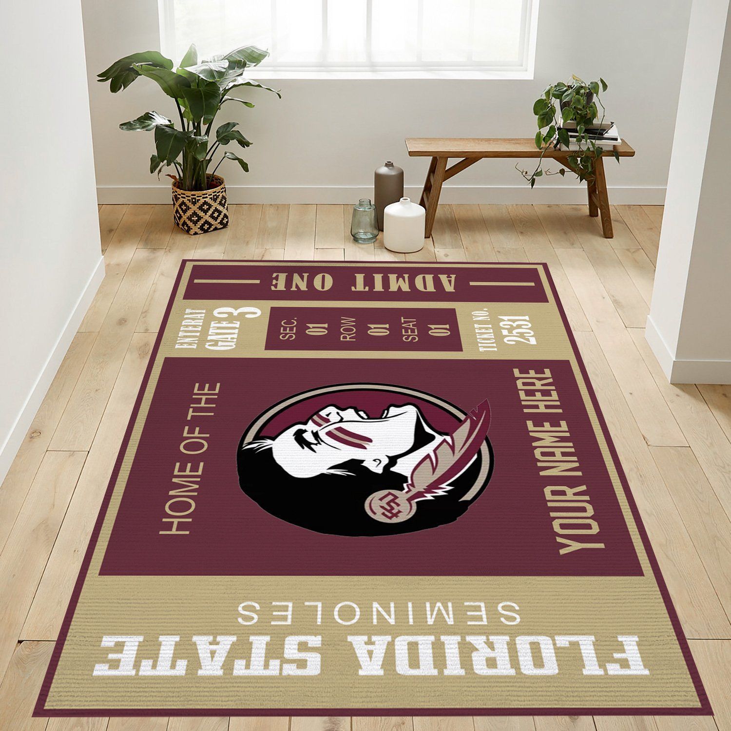 Florida State Seminoles Ncaa Customizable Rug, Living Room Rug - Floor US Decor - Indoor Outdoor Rugs