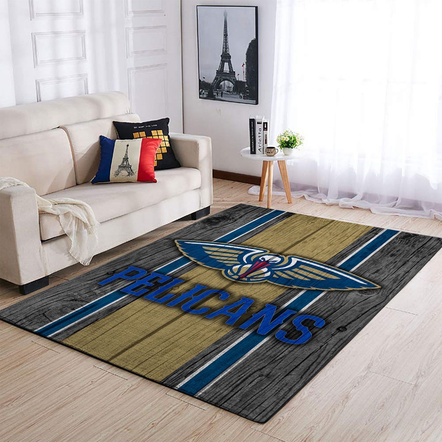 New Orleans Pelicans Nba Team Logo Wooden Style Nice Gift Home Decor Rectangle Area Rug - Indoor Outdoor Rugs