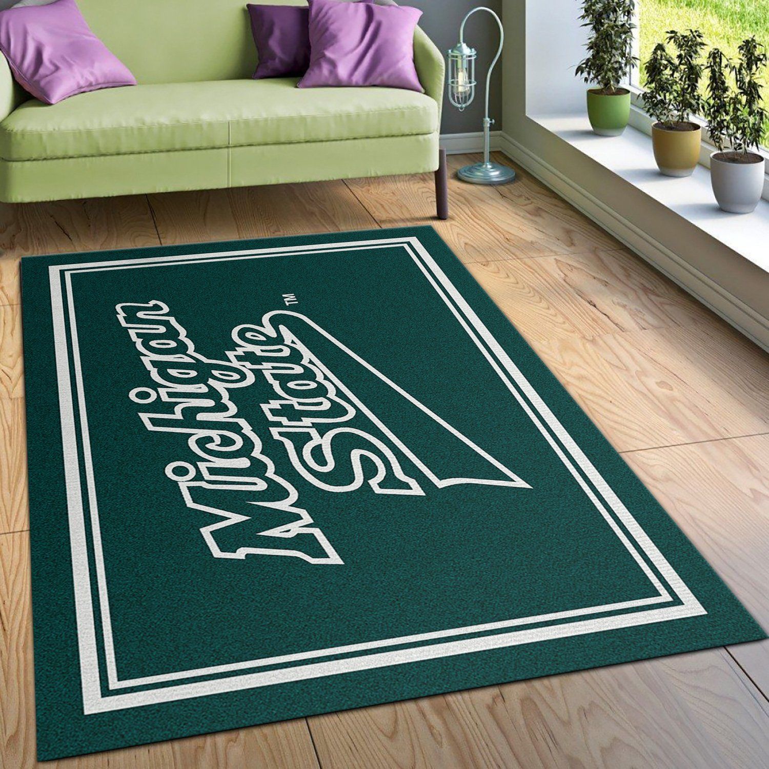 College Spirit Michigan State Sport Area Rug Carpet Team Logo Family Gift US Decor - Indoor Outdoor Rugs