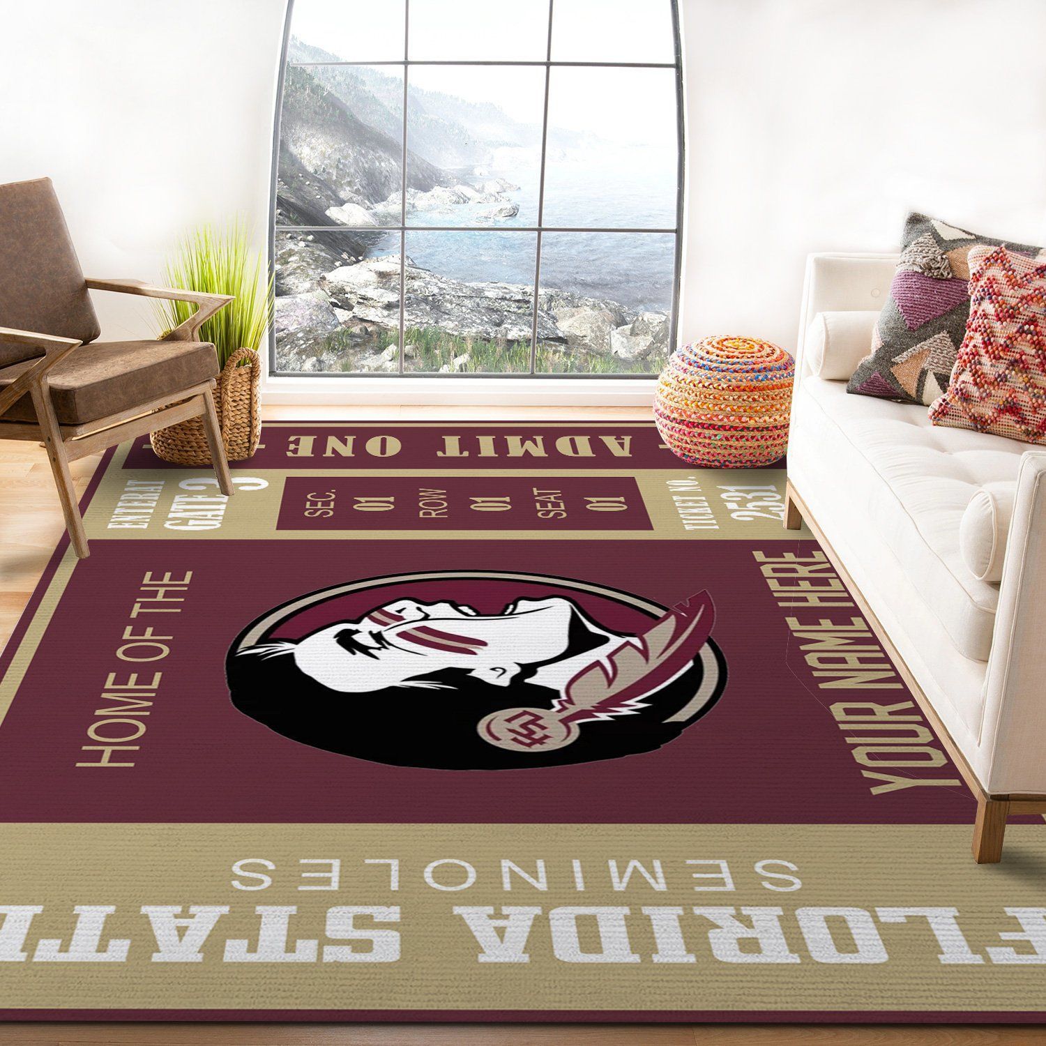 Florida State Seminoles Ncaa Customizable Rug, Living Room Rug - Floor US Decor - Indoor Outdoor Rugs