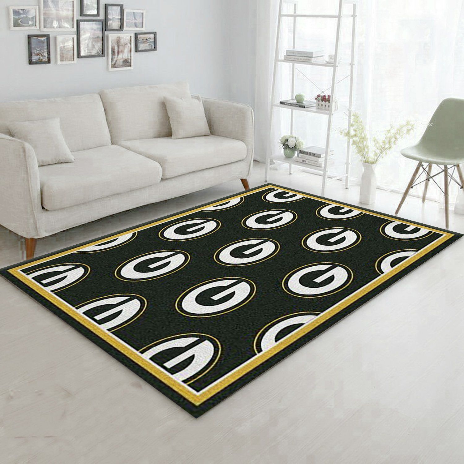 Green Bay Packers Repeat Rug Nfl Team Area Rug Carpet, Kitchen Rug, Home US Decor - Indoor Outdoor Rugs