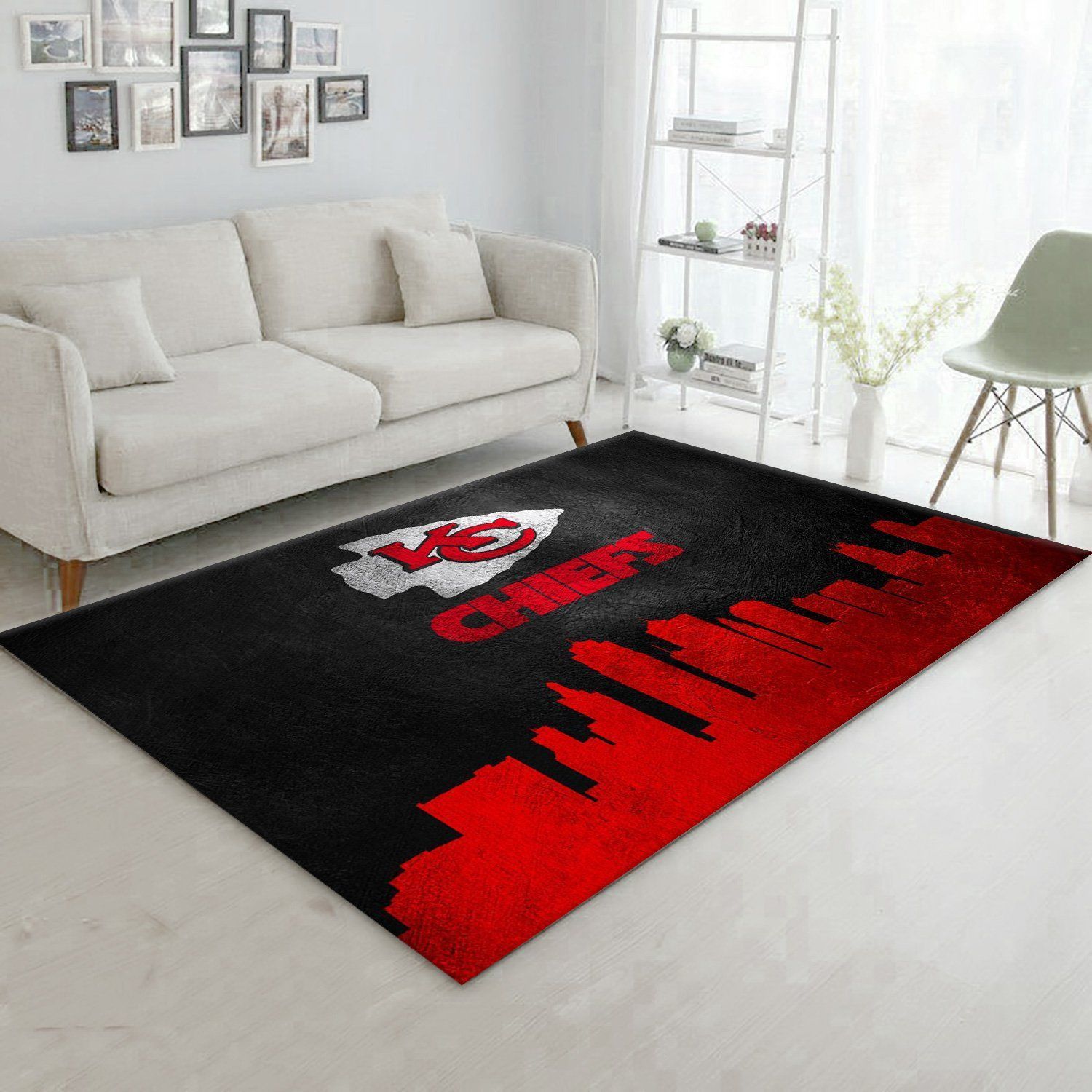 Kansas City Chiefs Skyline NFL Area Rug Carpet, Kitchen Rug, Family Gift US Decor - Indoor Outdoor Rugs