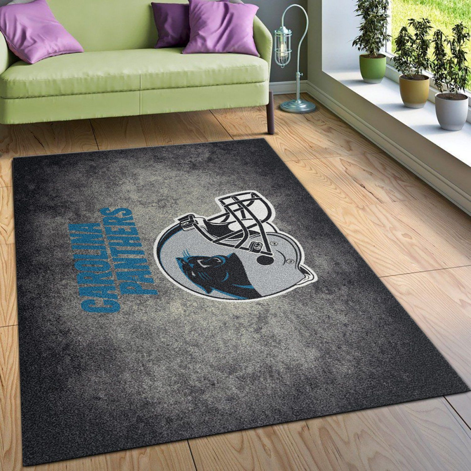 Milliken Nfl Distressed Helmet Carolina Panthers Area Rug Area Rug Carpet, Kitchen Rug, US Gift Decor - Indoor Outdoor Rugs