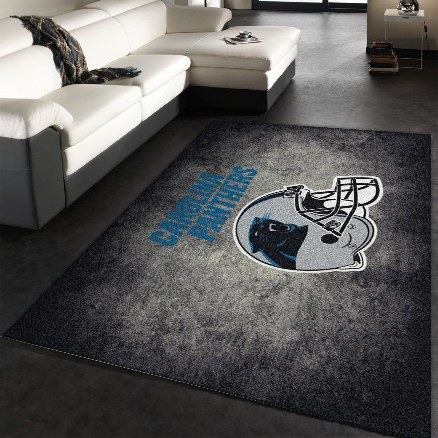 Milliken Nfl Distressed Helmet Carolina Panthers Area Rug Area Rug Carpet, Kitchen Rug, US Gift Decor - Indoor Outdoor Rugs