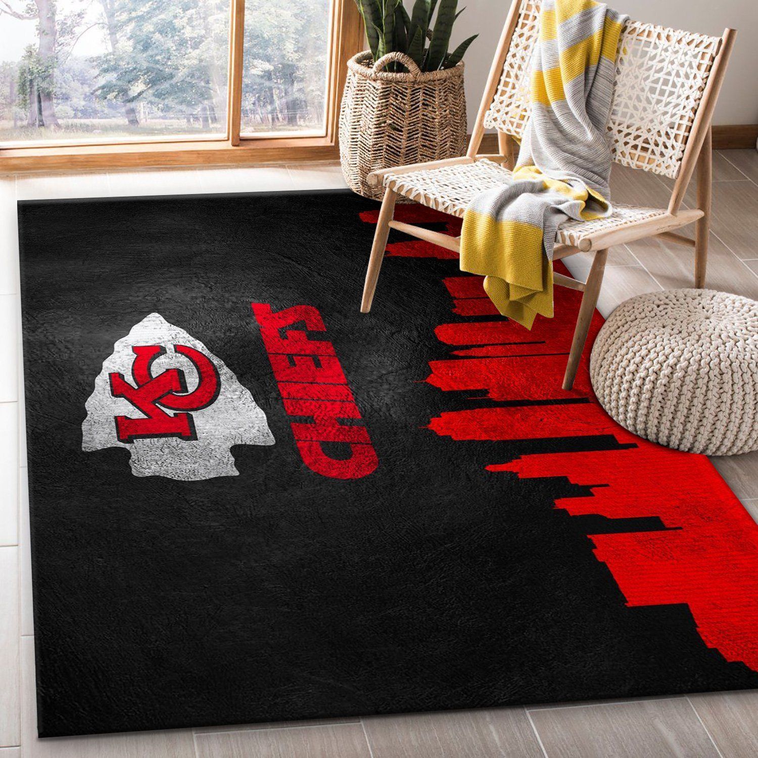 Kansas City Chiefs Skyline NFL Area Rug Carpet, Kitchen Rug, Family Gift US Decor - Indoor Outdoor Rugs