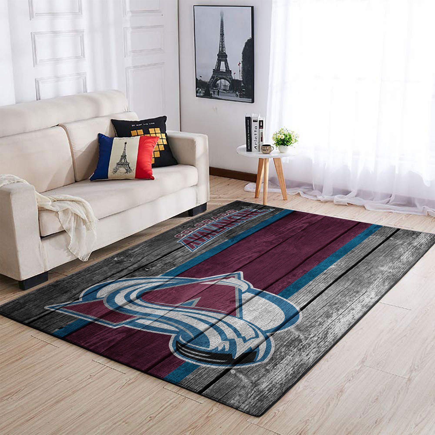 Colorado Avalanche Nhl Team Logo Wooden Style Nice Gift Home Decor Rectangle Area Rug - Indoor Outdoor Rugs