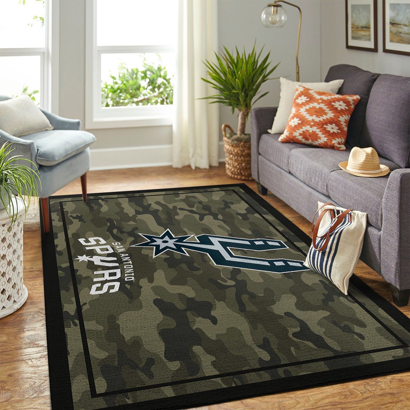 San Antonio Spurs Nba Team Logo Camo Style Nice Gift Home Decor Area Rug Rugs For Living Room - Indoor Outdoor Rugs