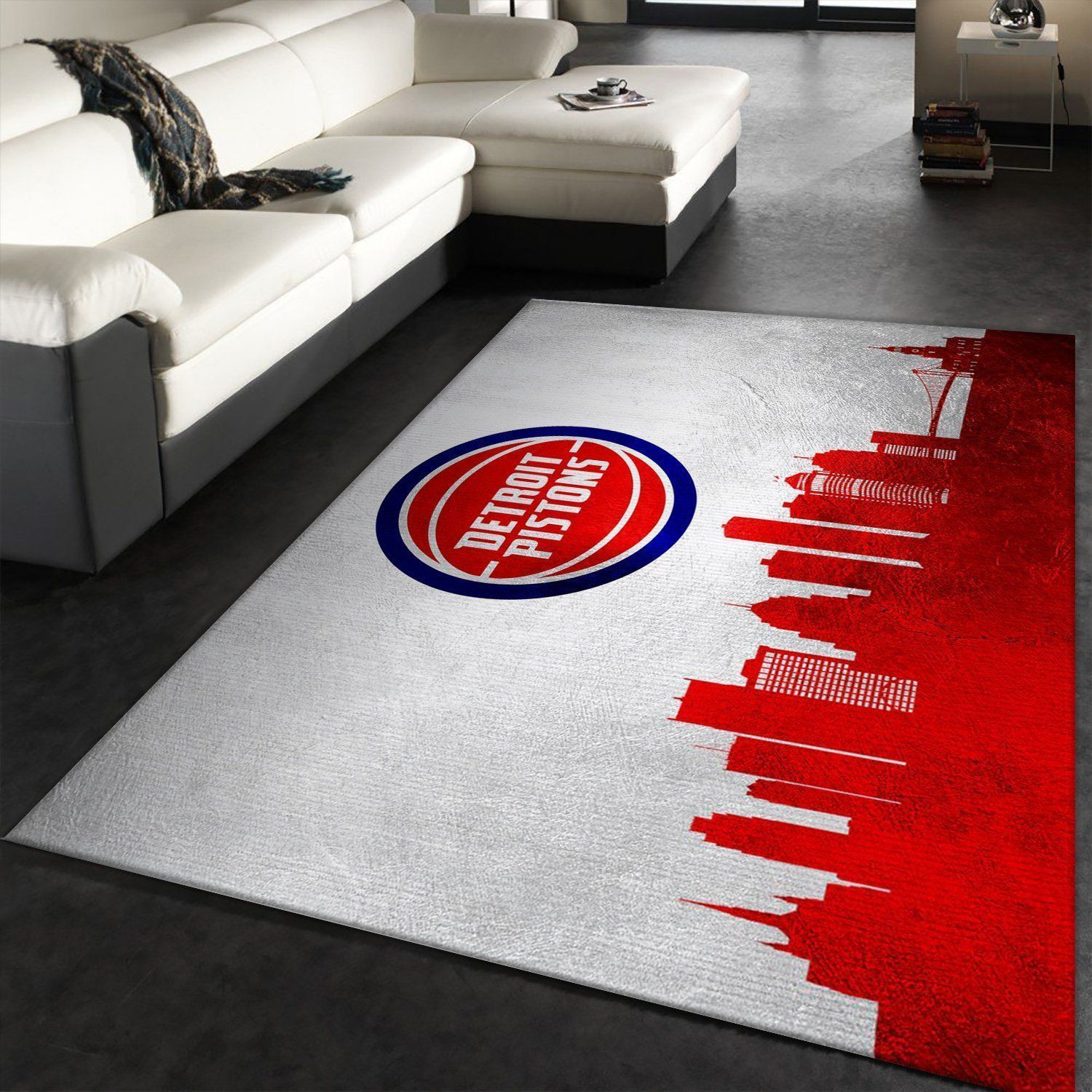 Detroit Pistons Skyline NBA Team Area Rug, Living Room Rug, Home US Decor - Indoor Outdoor Rugs