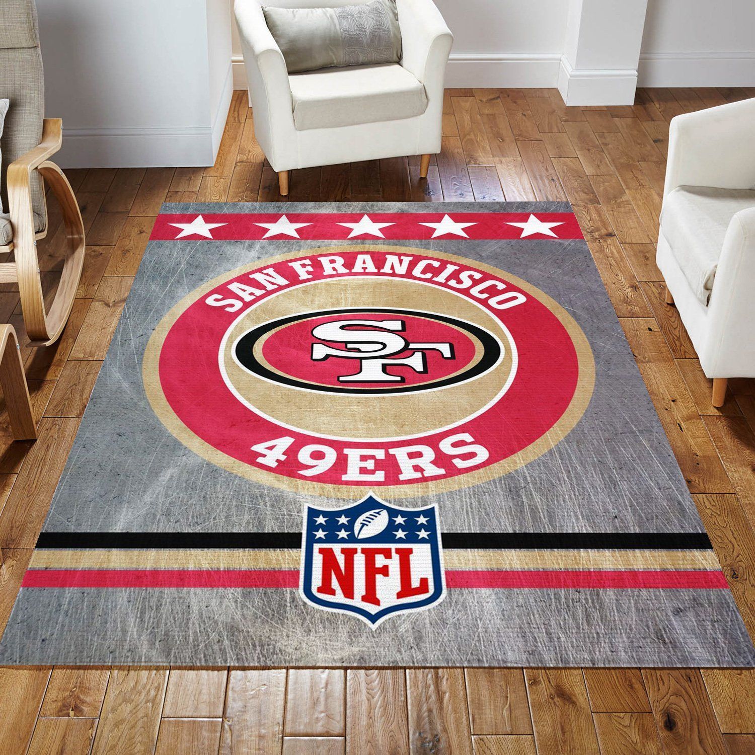 San Francisco 49ers Circle Nfl Area Rug Living Room Rug Home US Decor - Indoor Outdoor Rugs