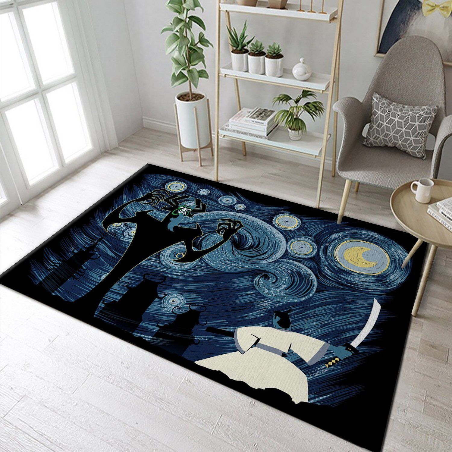 Starry Samurai Area Rug Carpet, Bedroom, Home Decor Floor Decor - Indoor Outdoor Rugs