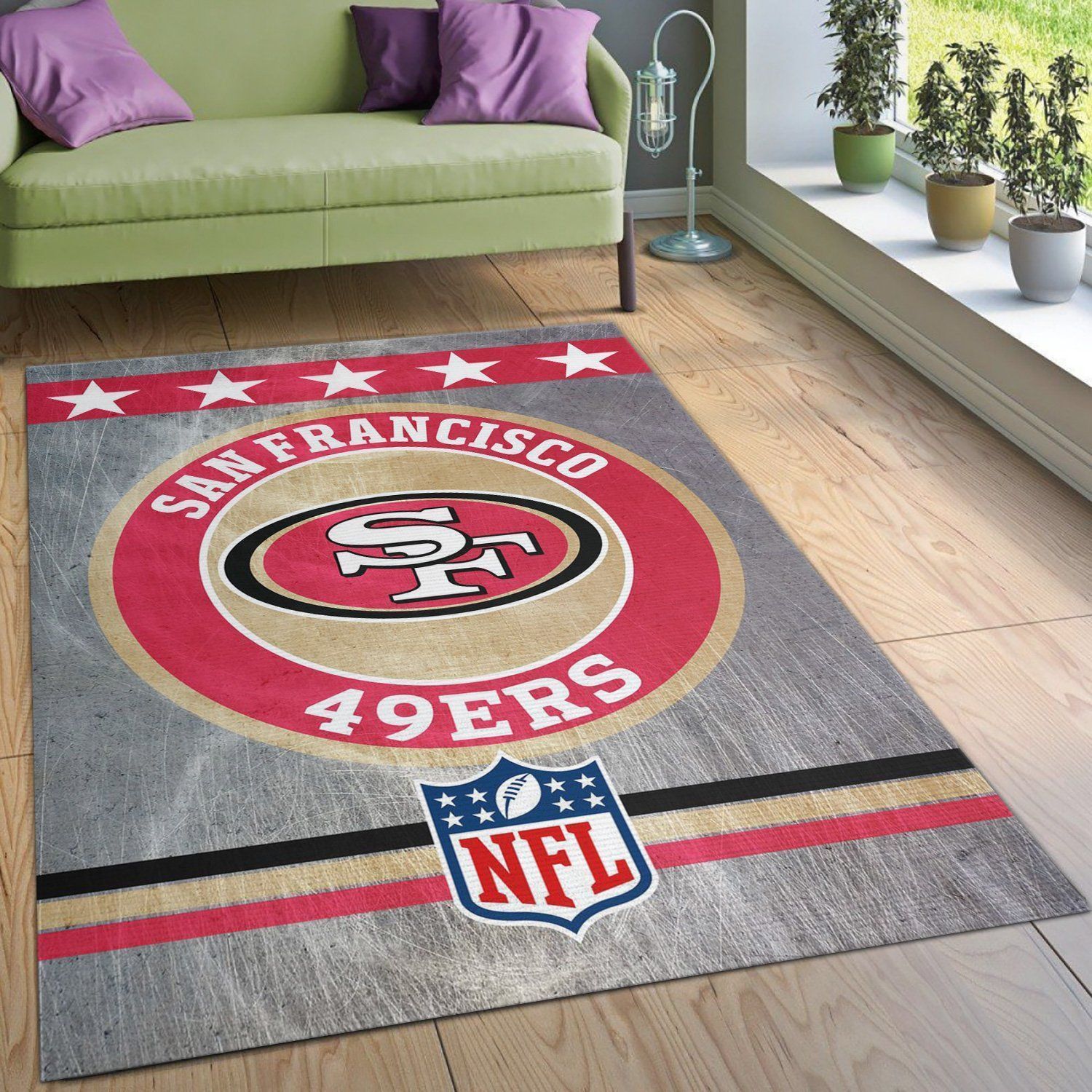 San Francisco 49ers Circle Nfl Area Rug Living Room Rug Home US Decor - Indoor Outdoor Rugs