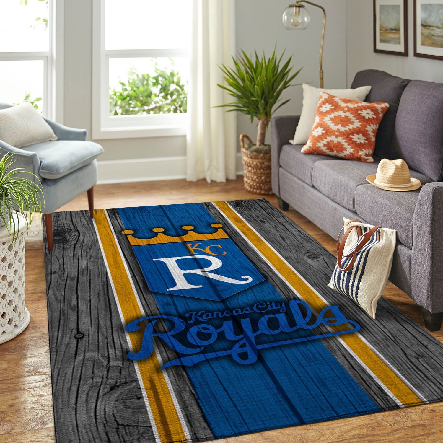 Kansas City Royals Mlb Team Logo Wooden Style Style Nice Gift Home Decor Rectangle Area Rug - Indoor Outdoor Rugs