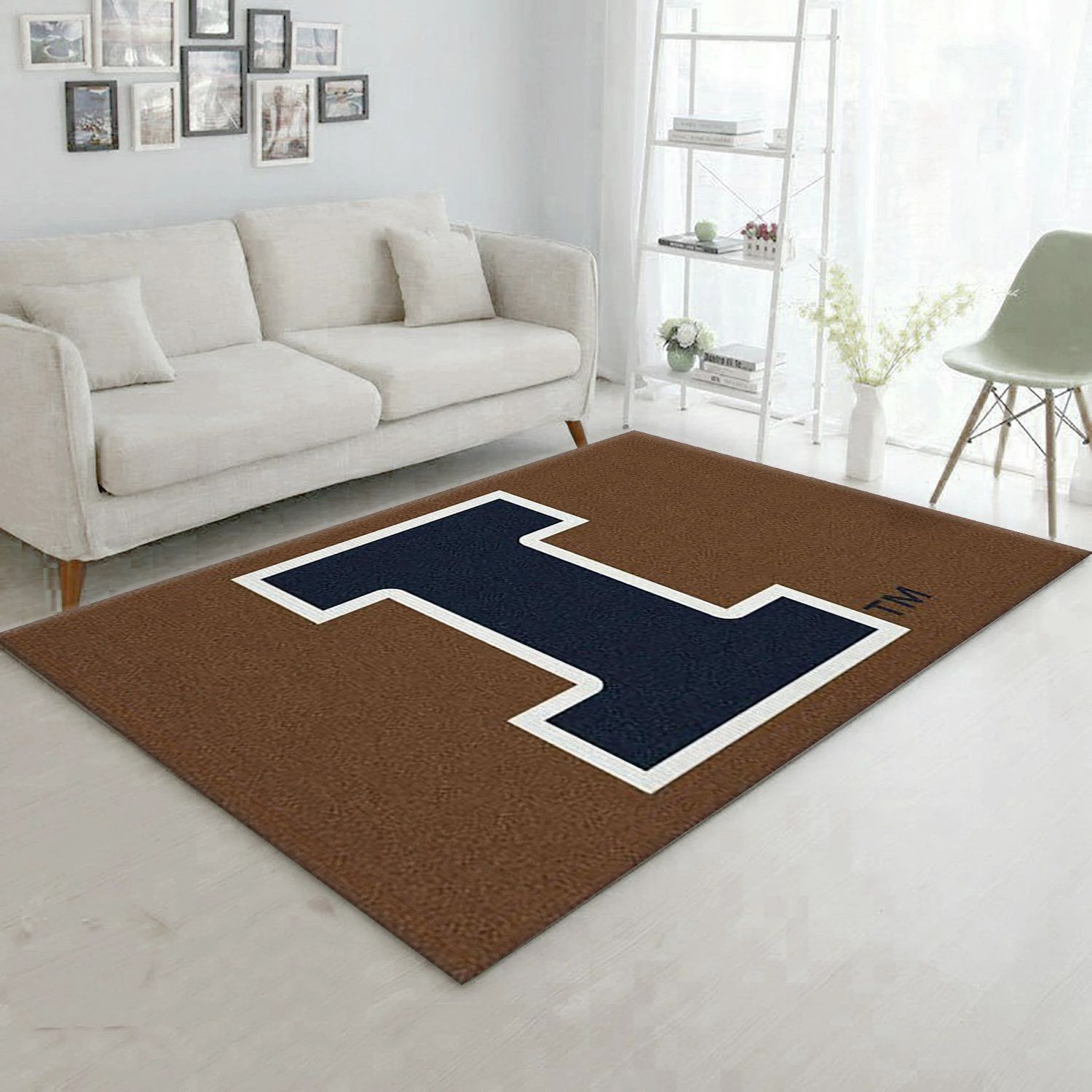 Illinois University Team Spirit Rug NCAA Area Rug Carpet, Kitchen Rug, Family Gift US Decor - Indoor Outdoor Rugs