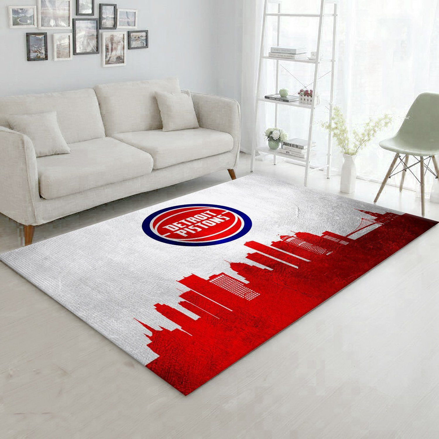 Detroit Pistons Skyline NBA Team Area Rug, Living Room Rug, Home US Decor - Indoor Outdoor Rugs