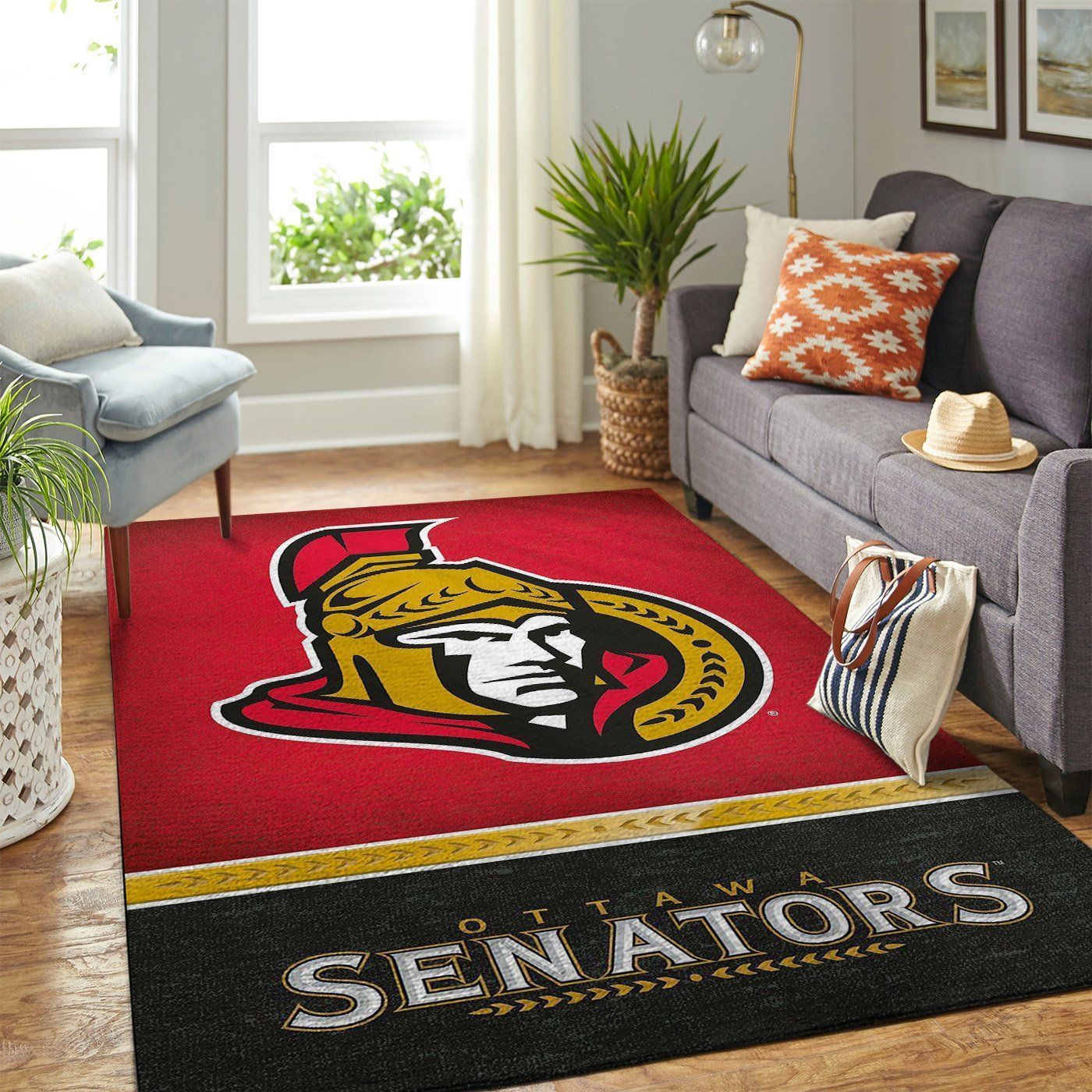 Ottawa Senators Nhl Team Logo Style Nice Gift Home Decor Rectangle Area Rug - Indoor Outdoor Rugs