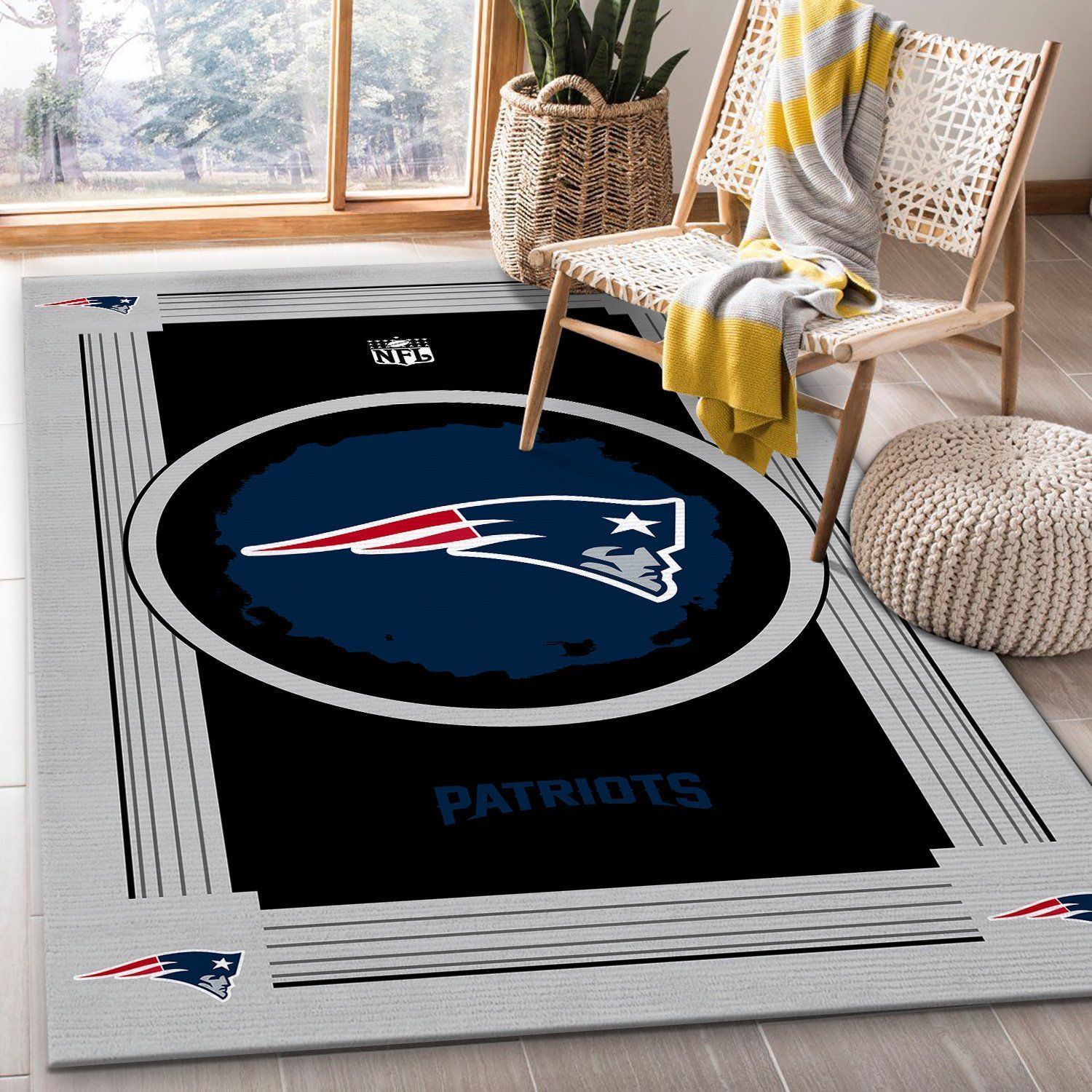 New England Patriots NFL Team Logo Area Rugs Living Room Carpet Floor Decor The US Decor - Indoor Outdoor Rugs