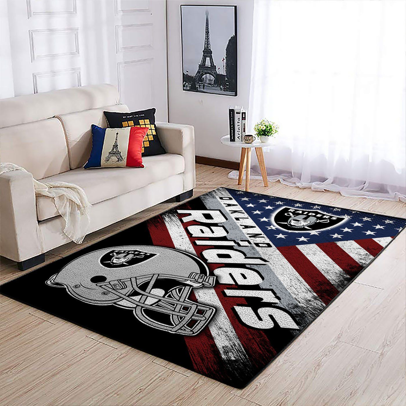 Oakland Raiders Nfl Team Logo American Style Nice Gift Home Decor Rectangle Area Rug - Indoor Outdoor Rugs