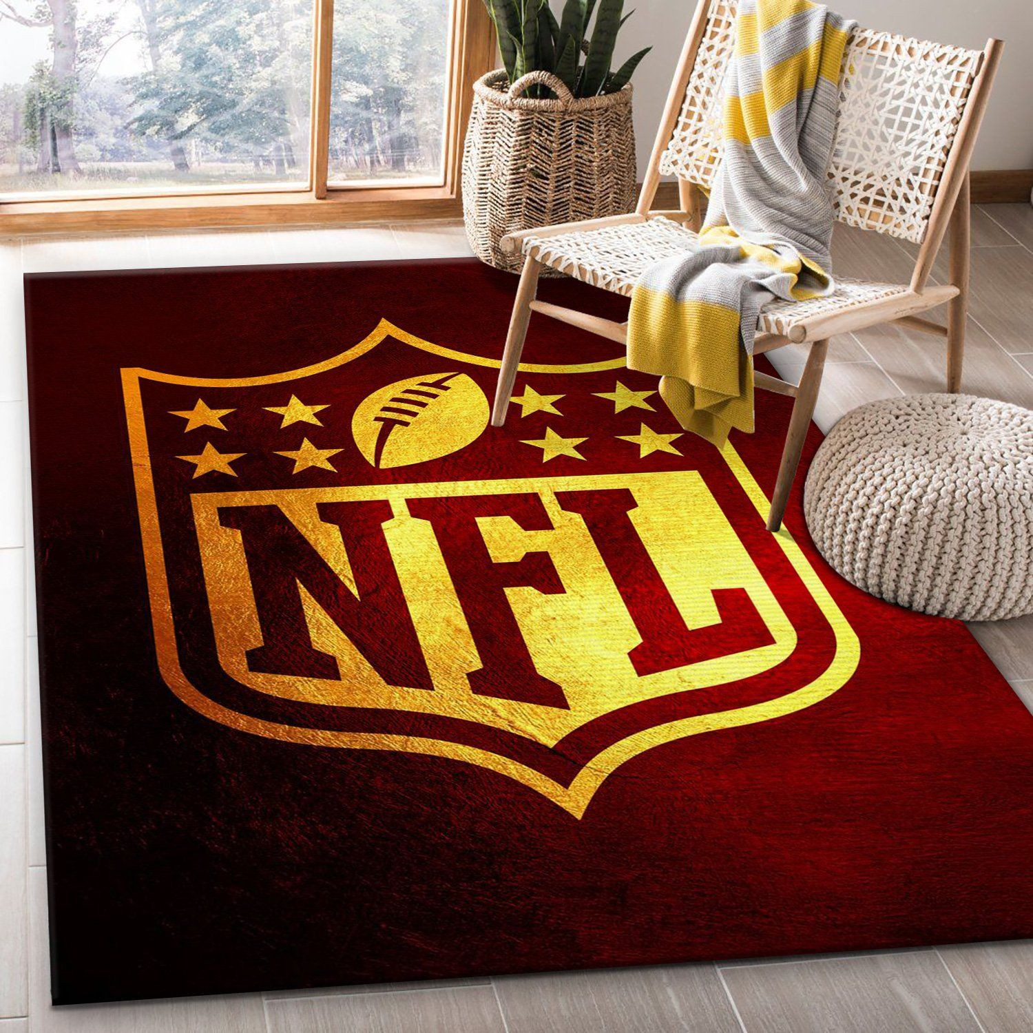 Nfl Red And Gold NFL Area Rug, Kitchen Rug, Family Gift US Decor - Indoor Outdoor Rugs