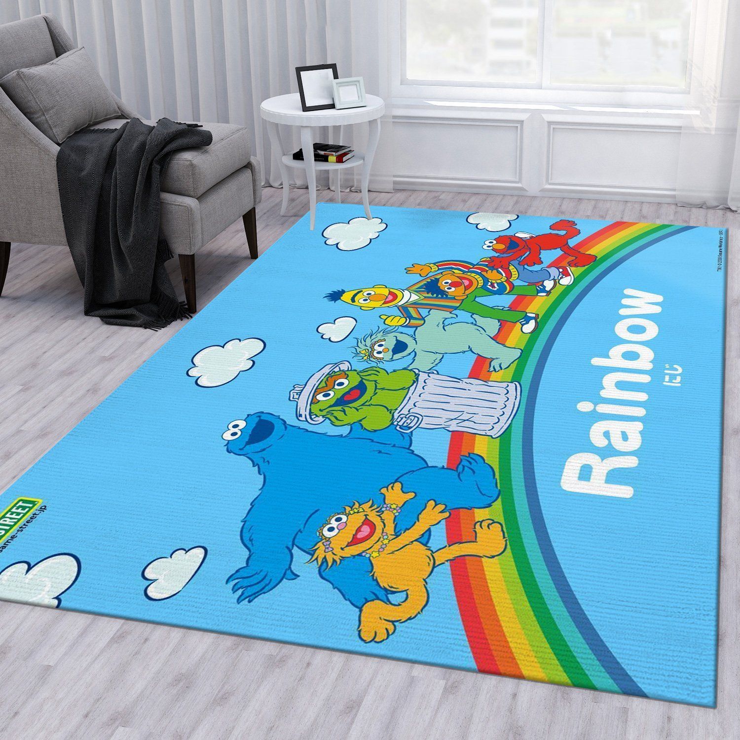 Sesame Street Rainbow Rug Living Room Rug Home US Decor - Indoor Outdoor Rugs