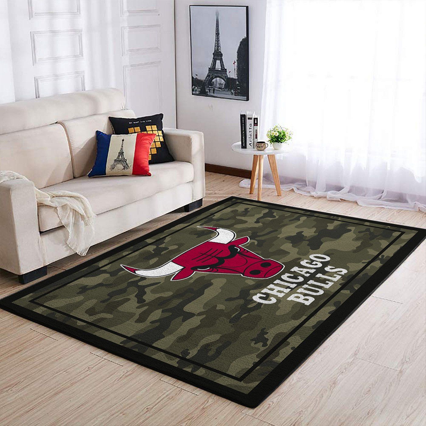 Chicago Bulls Nba Team Logo Camo Style Nice Gift Home Decor Rectangle Area Rug - Indoor Outdoor Rugs