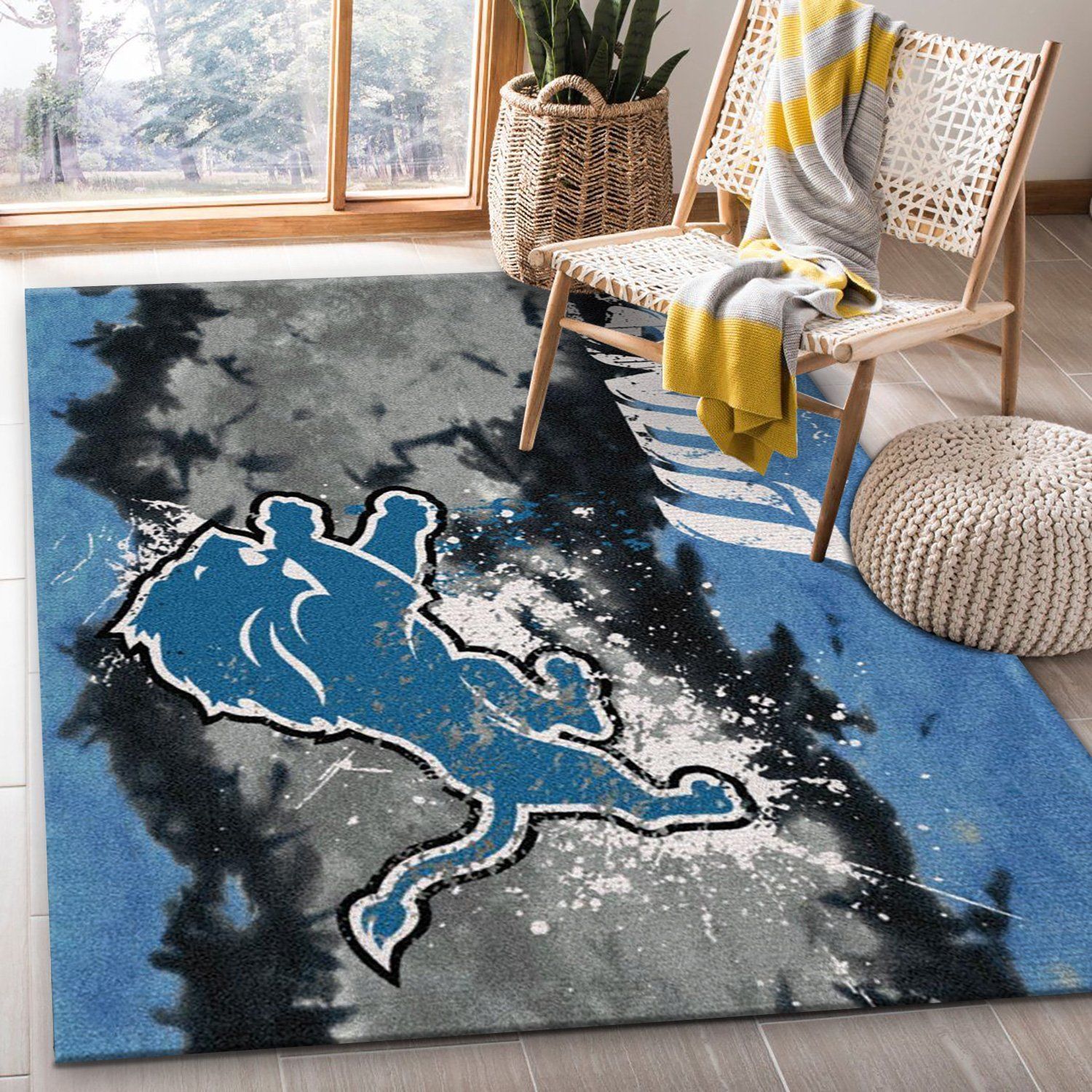 Detroit Lions Fade Rug Nfl Team Area Rug, Kitchen Rug, Family Gift US Decor - Indoor Outdoor Rugs