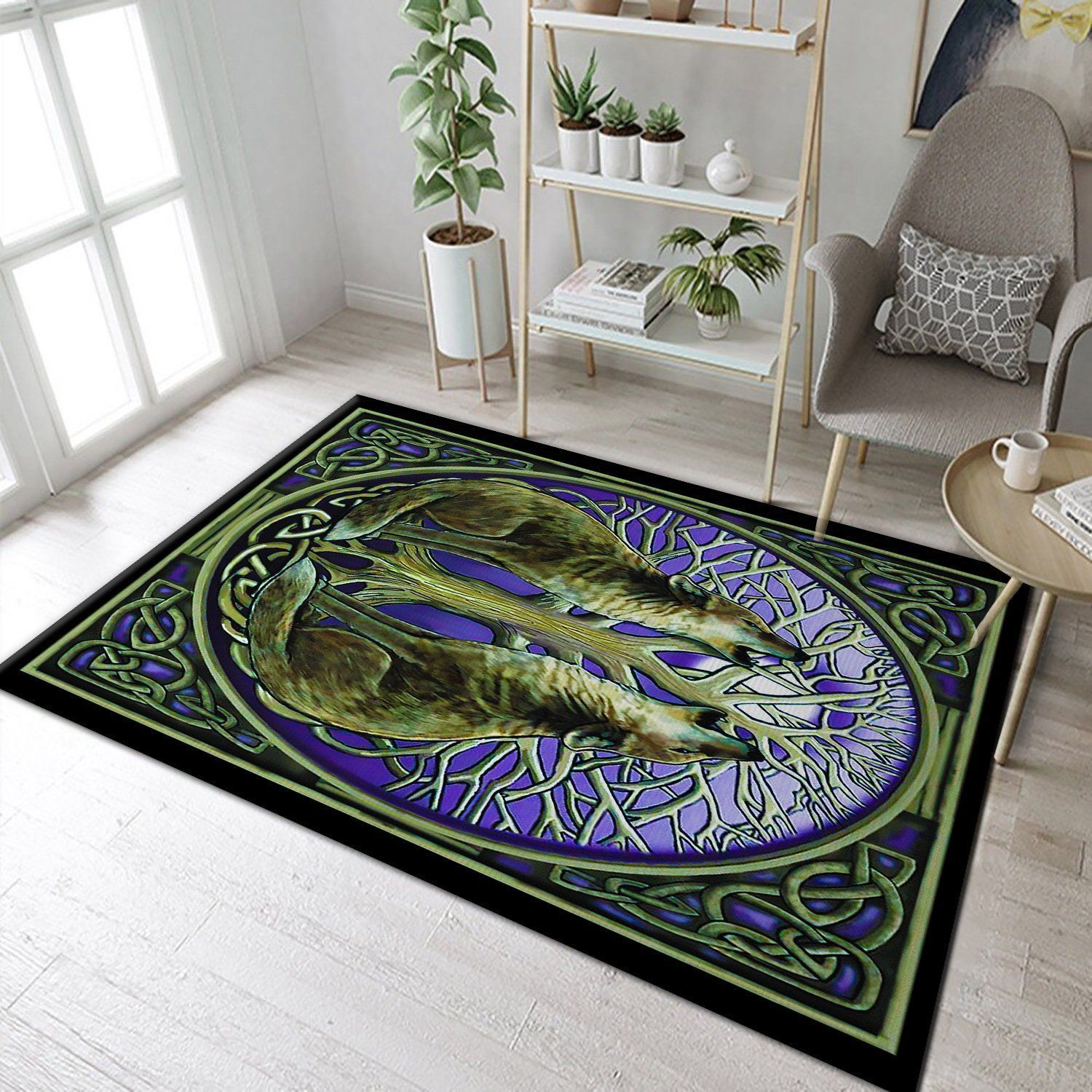 Celtic Wolf Rug Dining Room Rugs - Indoor Outdoor Rugs