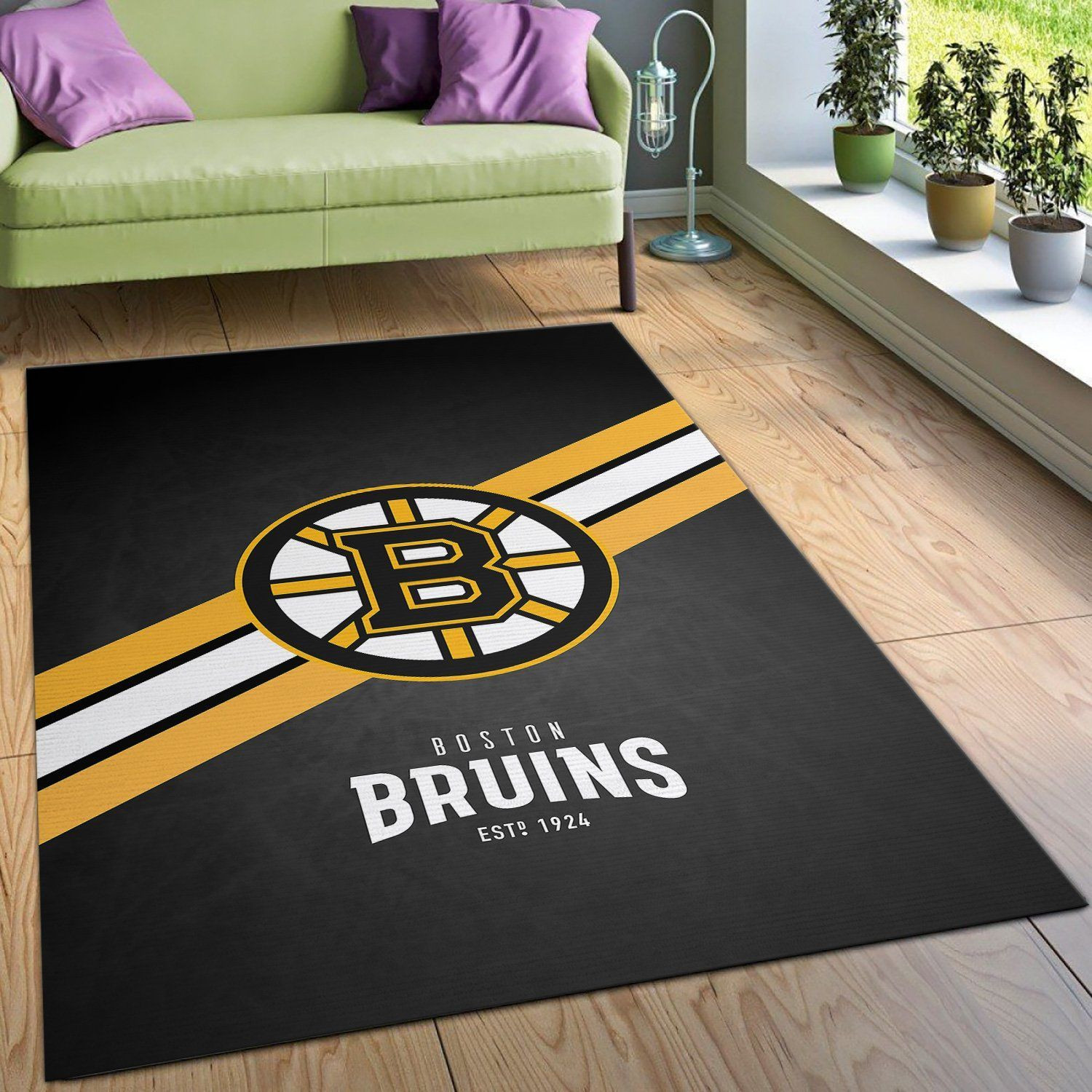 Boston Bruins Logo NHL FN130204 Hockey Area Rug Floor Decor The US Decor - Indoor Outdoor Rugs