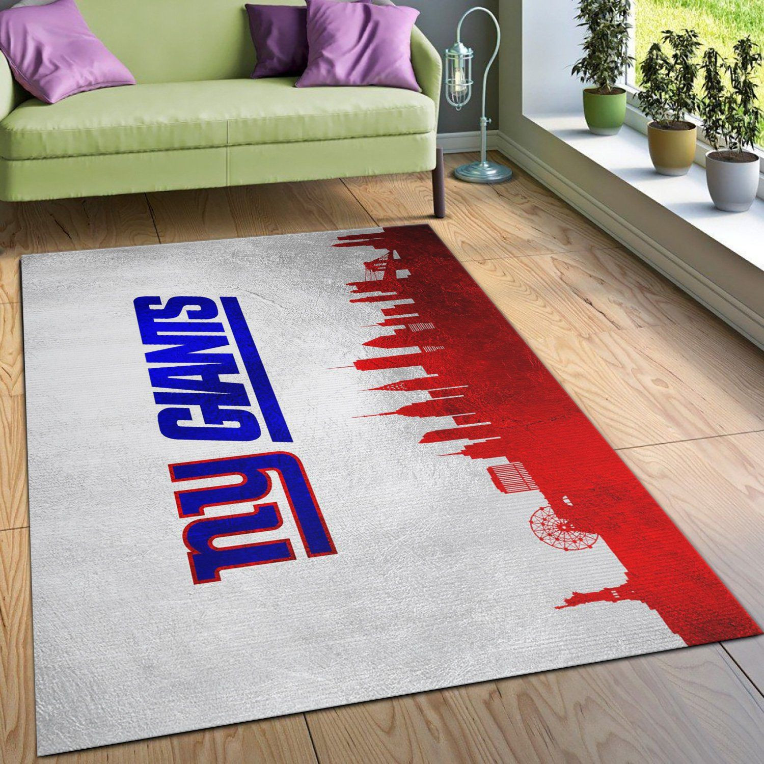 New York Giants Skyline NFL Team Logos Area Rug, Bedroom, Family Gift US Decor - Indoor Outdoor Rugs