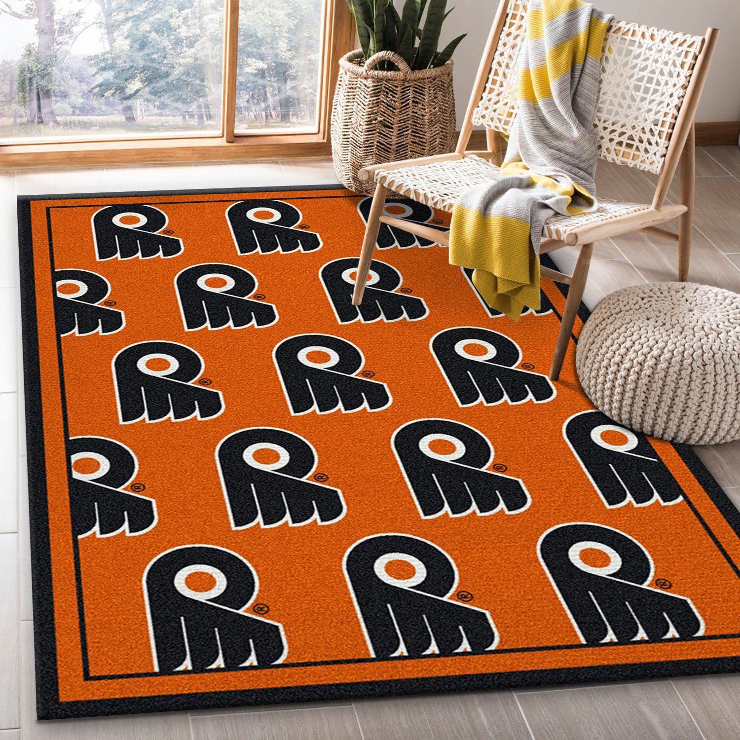 Nhl Repeat Philadelphia Flyers Team Logo Area Rug, Living Room Rug, Christmas Gift US Decor - Indoor Outdoor Rugs