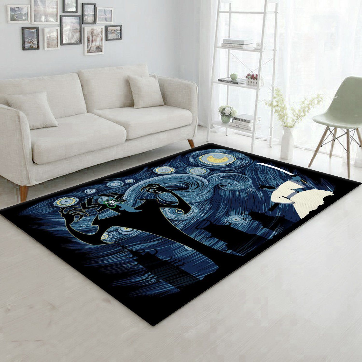 Starry Samurai Area Rug Carpet, Bedroom, Home Decor Floor Decor - Indoor Outdoor Rugs