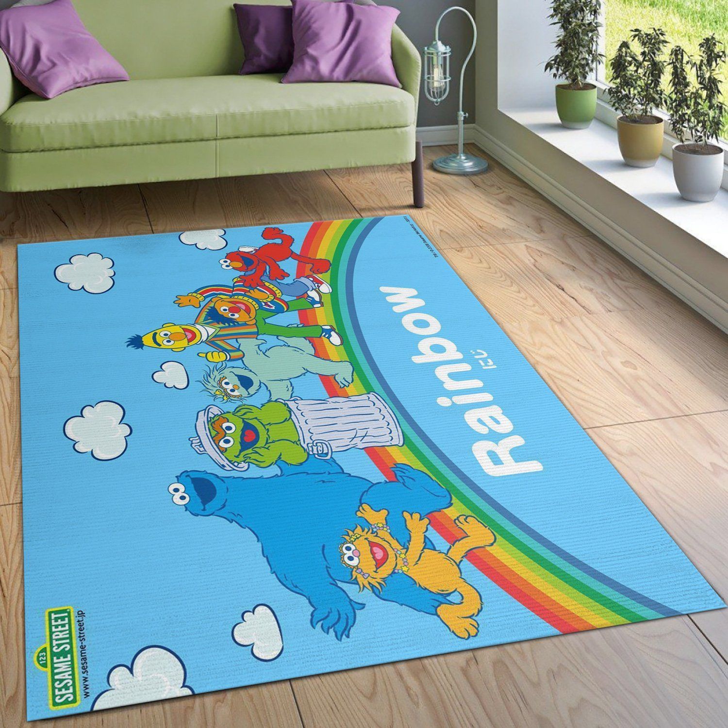 Sesame Street Rainbow Rug Living Room Rug Home US Decor - Indoor Outdoor Rugs