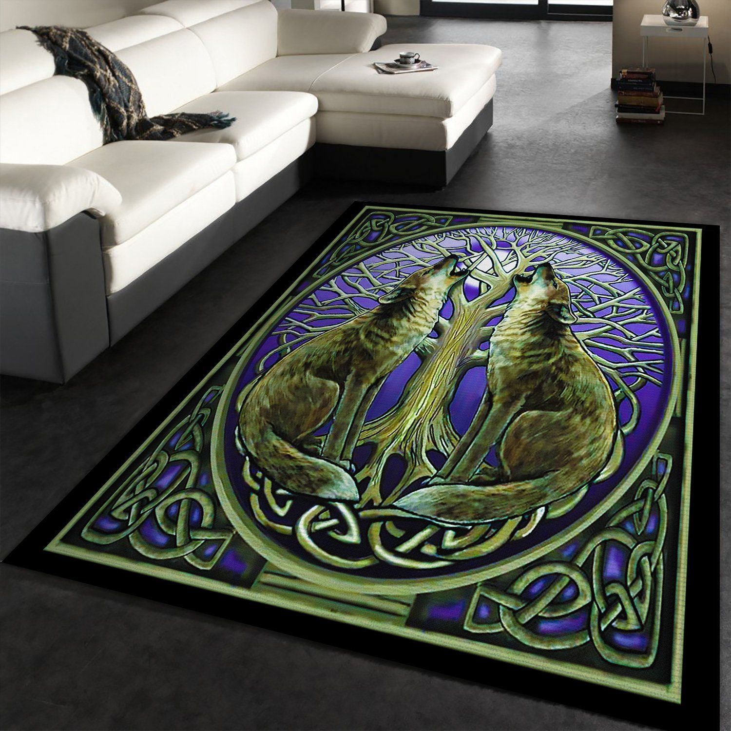 Celtic Wolf Rug Dining Room Rugs - Indoor Outdoor Rugs