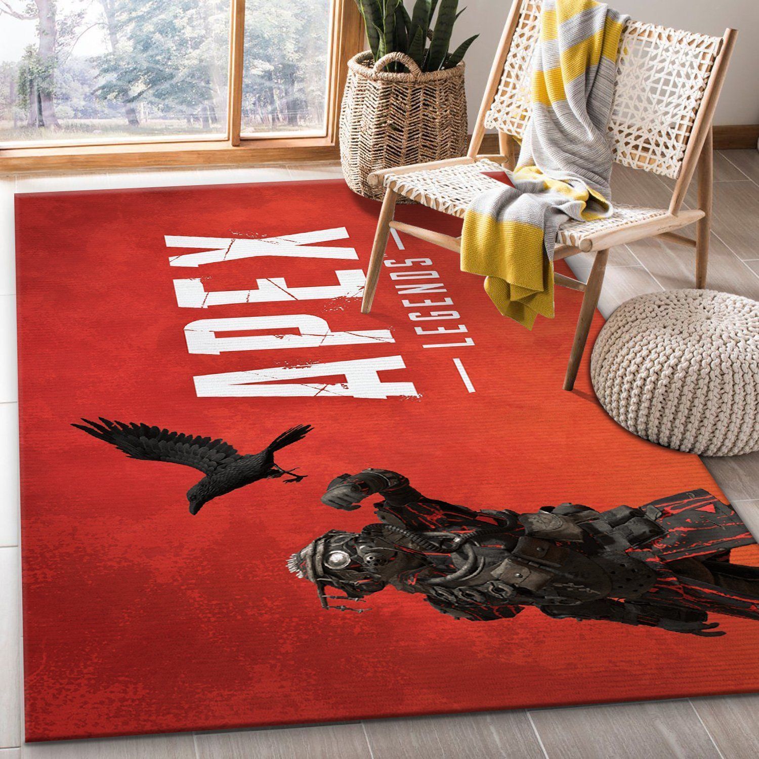 Apex Legends Blood Hound Red Crow Raven Gaming Area Rug Bedroom Rug Home US Decor - Indoor Outdoor Rugs