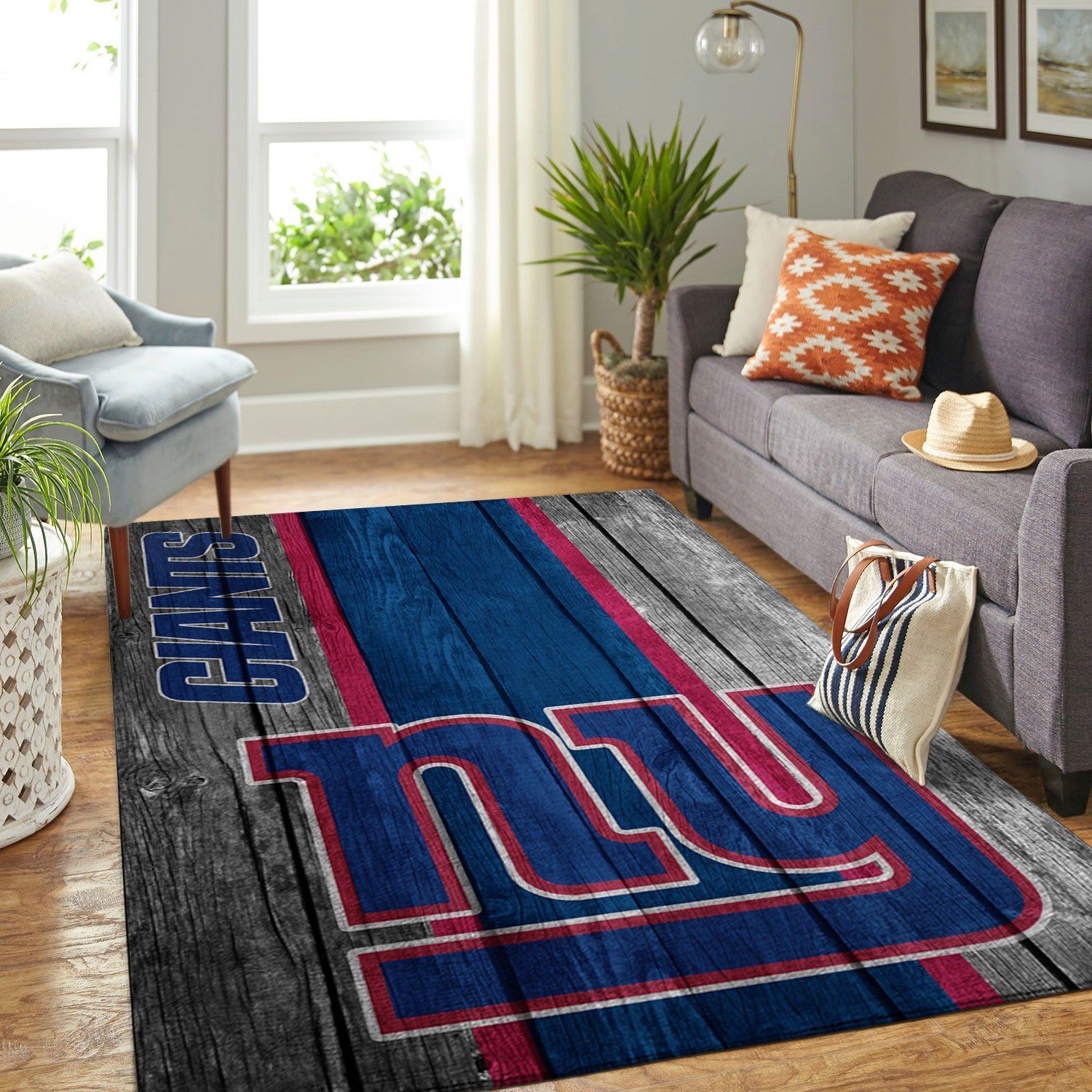 New York Giants Nfl Team Logo Wooden Style Style Nice Gift Home Decor Rectangle Area Rug - Indoor Outdoor Rugs