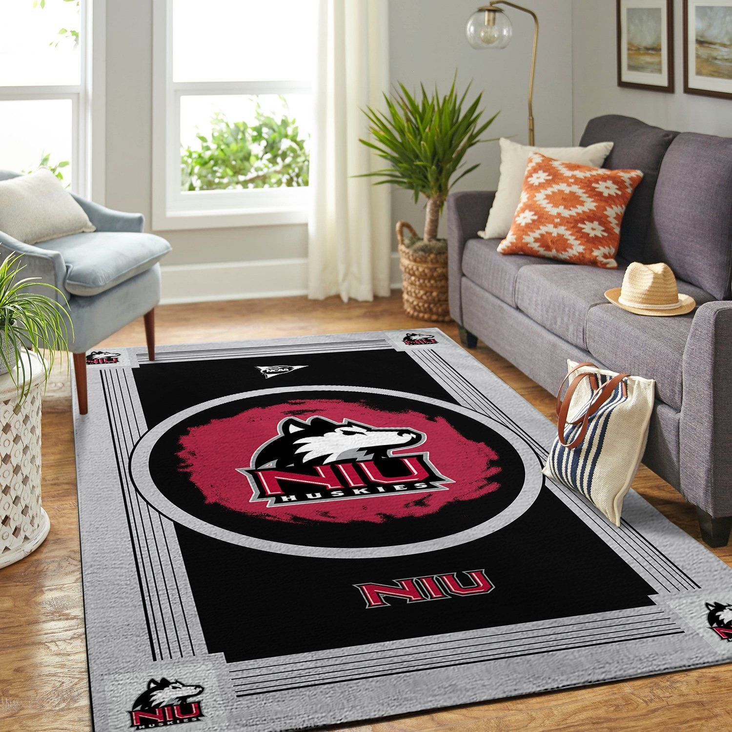 Northern Illinois Huskies Ncaa Team Logo Nice Gift Home Decor Rectangle Area Rug - Indoor Outdoor Rugs