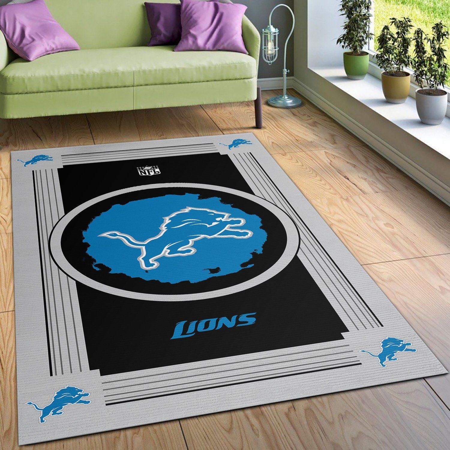 Detroit Lions NFL Logo Style Area Rugs Living Room Carpet Floor Decor The US Decor - Indoor Outdoor Rugs